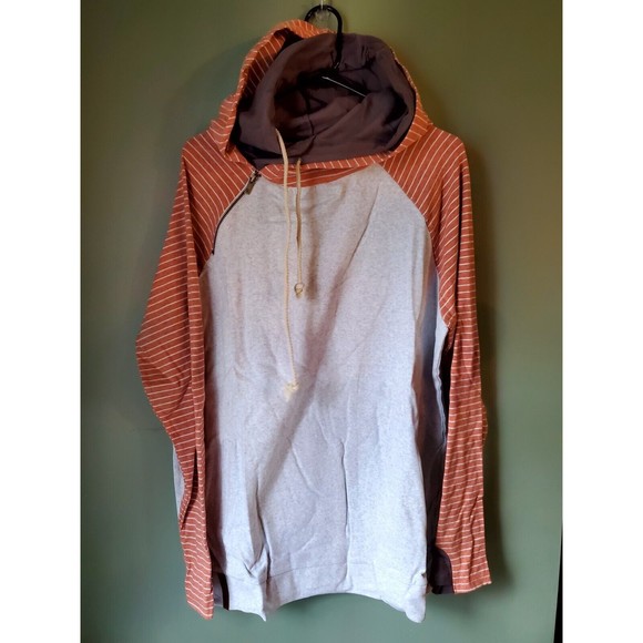 NWT Ampersand Avenue Light Gray Coral Stripe Double Hood L/S Hoodie Size XXXL - Picture 3 of 4